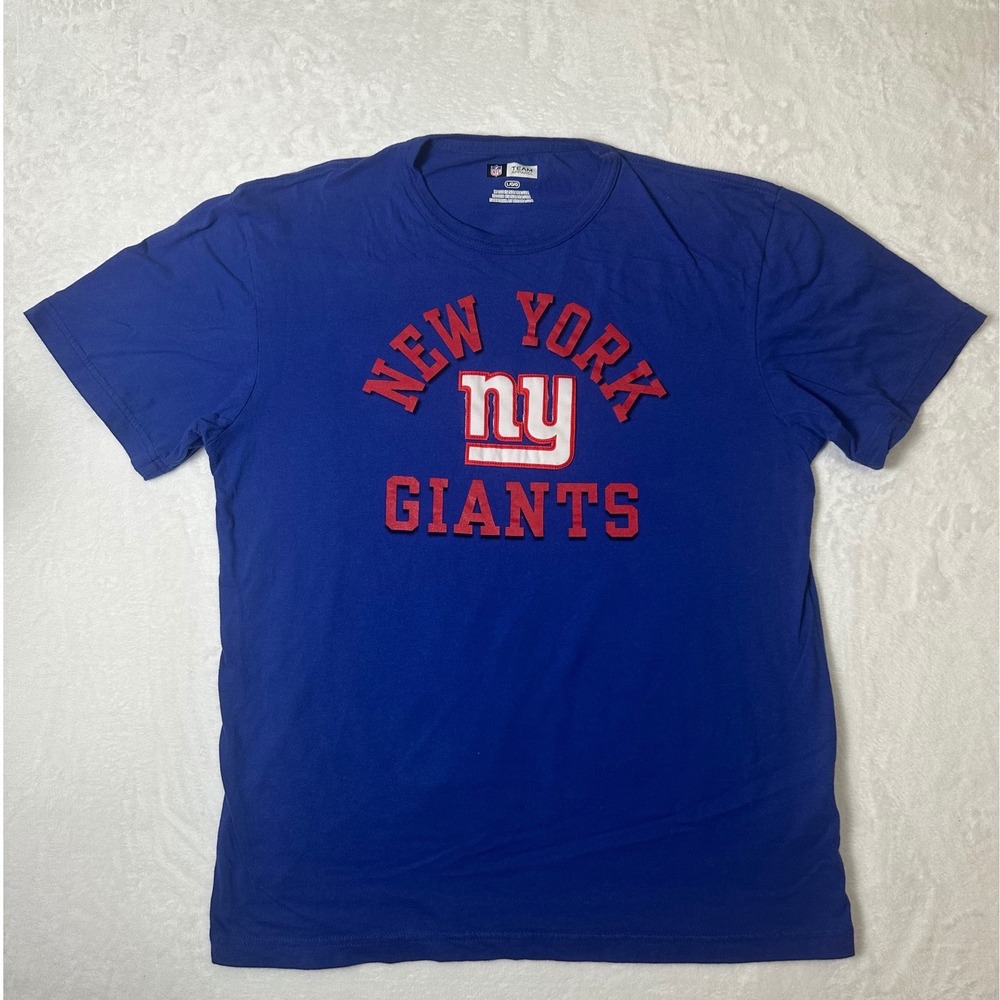 NFL Team Apparel New York Giants T-Shirt Mens Large Blue Short Sleeve Graphic